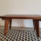 Brutalist coffee table wood and slate