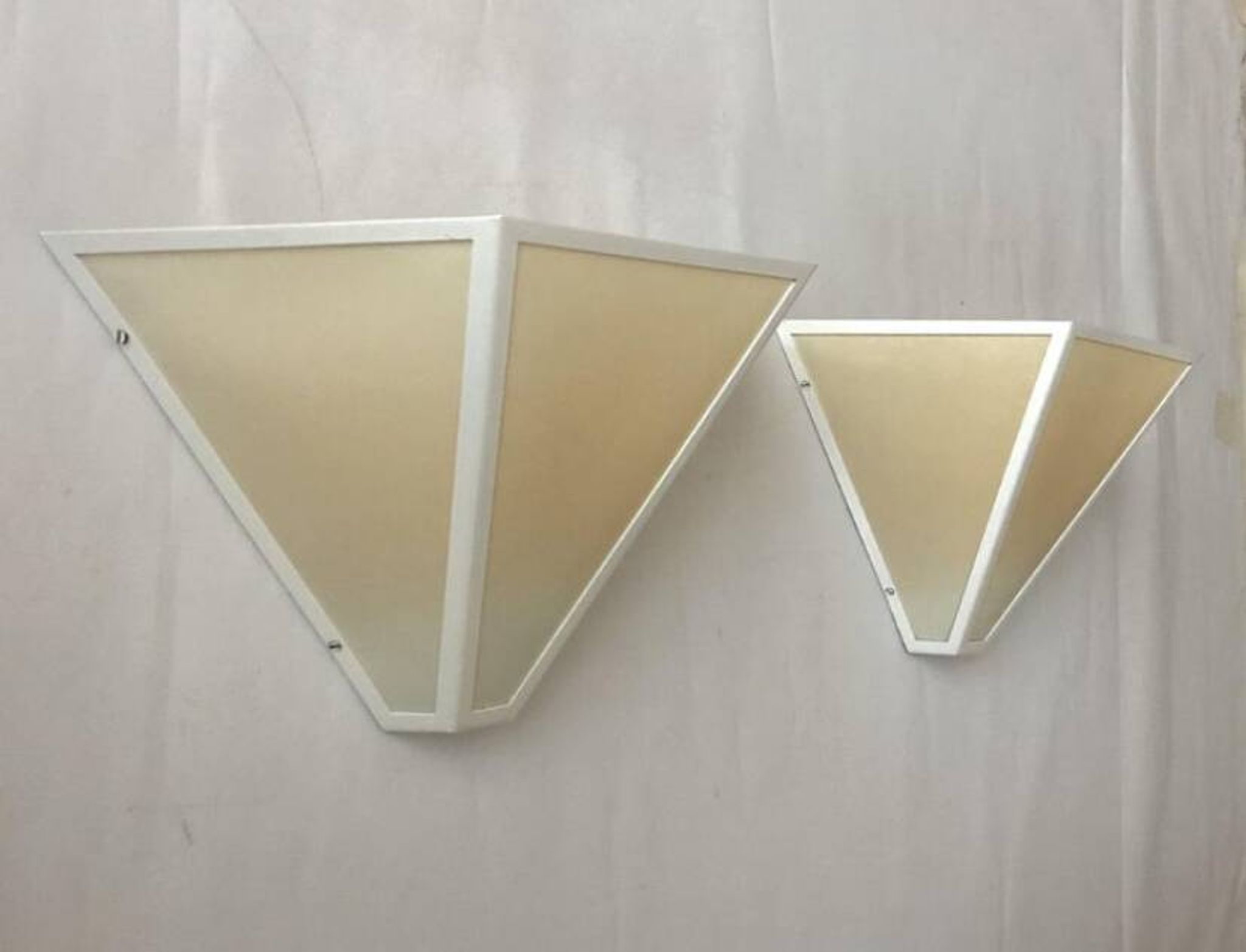 Paire d’applique Metalarte en métal blanc et parchemin