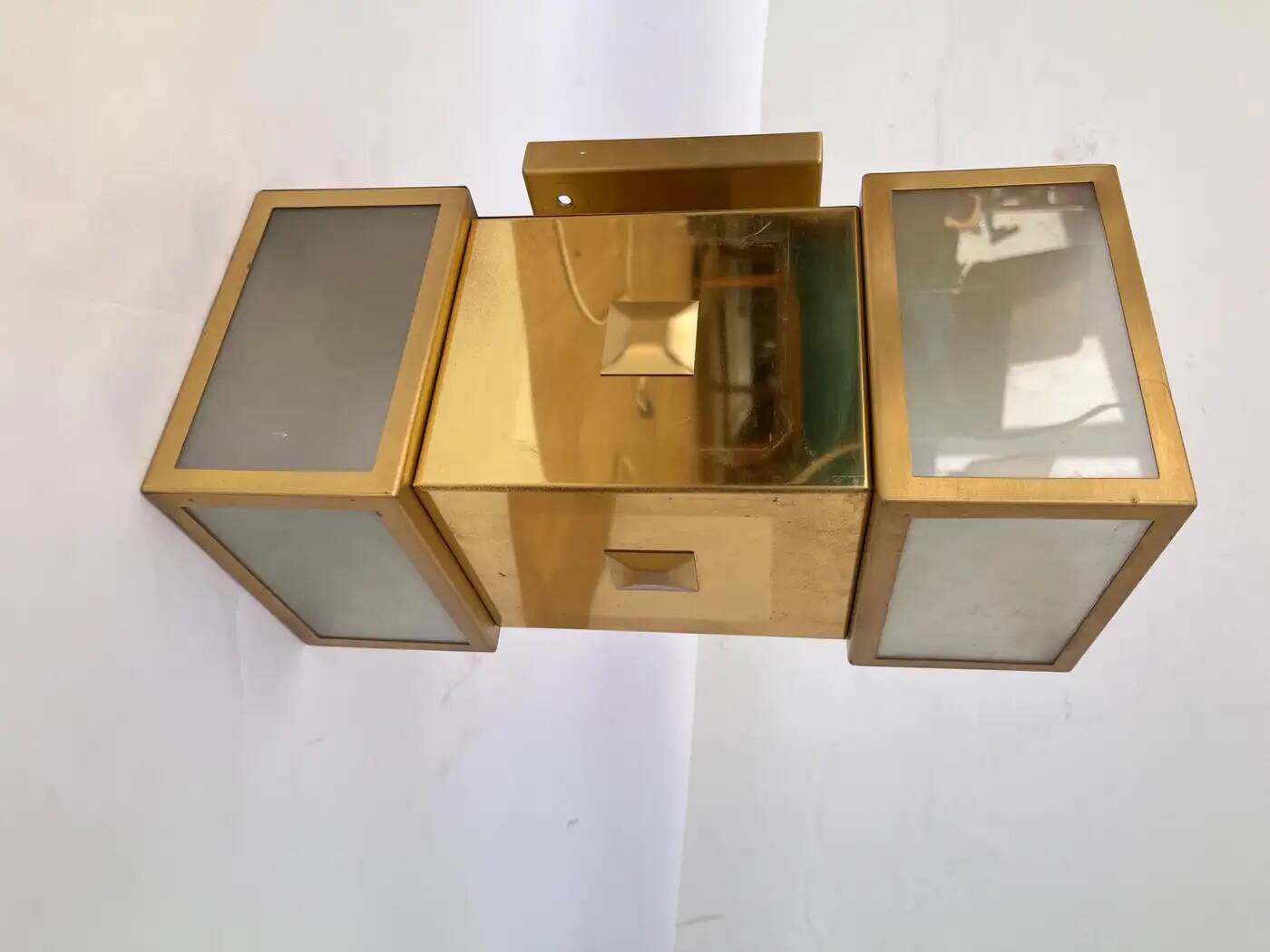 Applique murale ou plafonnier XXL en laiton, design années 1980 / Tchécoslovaquie