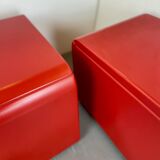 Pair of red bedside tables, 1980s