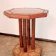 Coffee table, 1920s, beech wood and leather, vintage