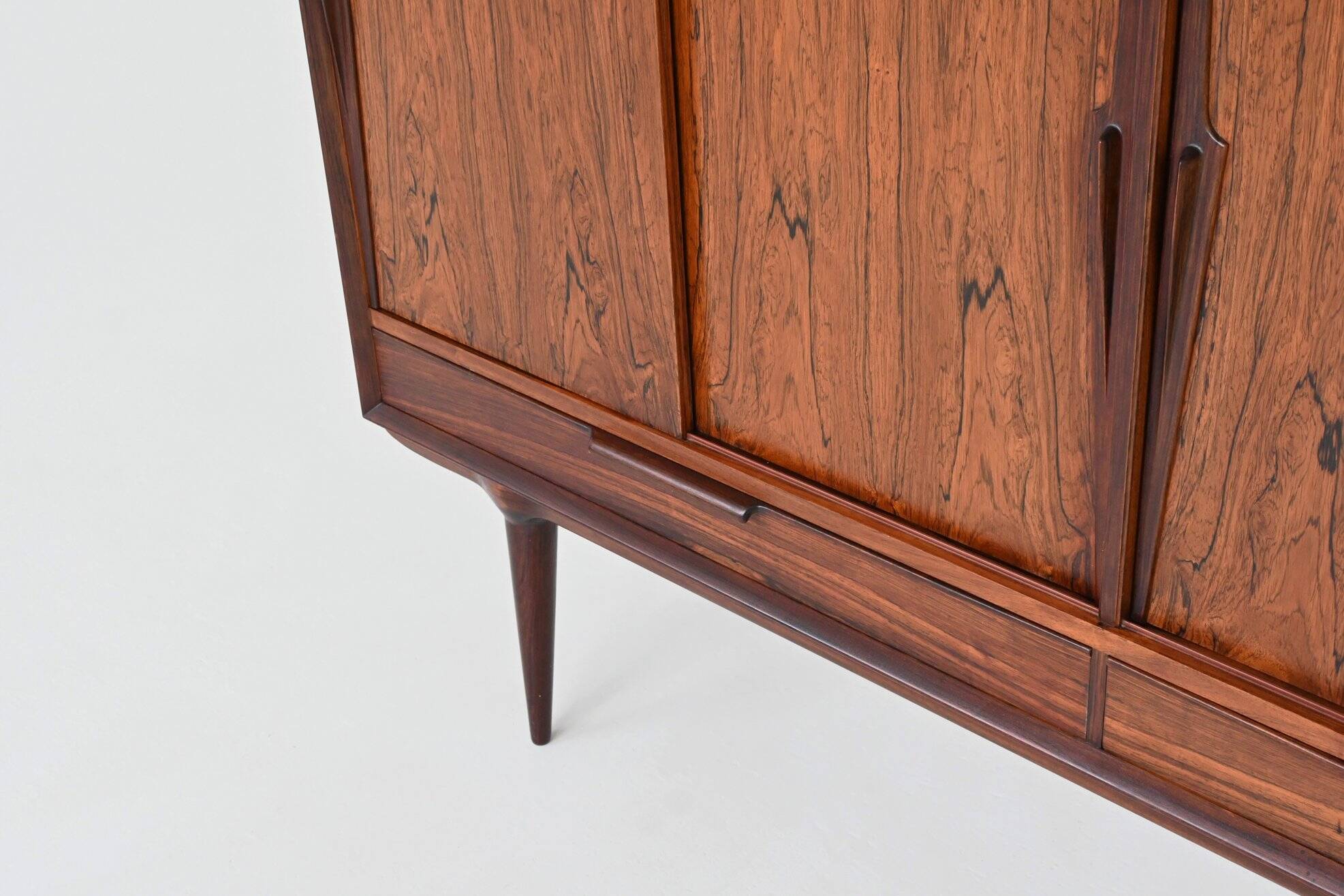 Gunni Omann highboard model 13 in rosewood Omann Jun Denmark 1960