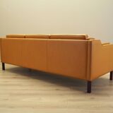 Orange leather sofa, Danish design, 1970s, production: Denmark