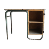 Bureau d'écolier mobilor métal vert et bois vintage