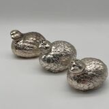 Salière poivrier et moutardier oiseaux en métal argenté style Gucci