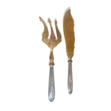 Couvert de service à poisson, argent fourré, métal doré, France