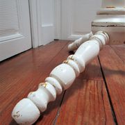 Coat rack parrot solid wood turned white patinated vintage