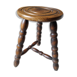 Tripod stool / rustic vintage turned wooden plant door