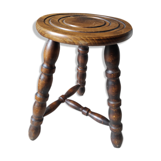 Tripod stool / rustic vintage turned wooden plant door