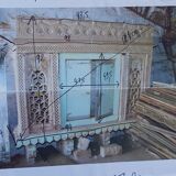 Fully hand-carved stone window with mirror