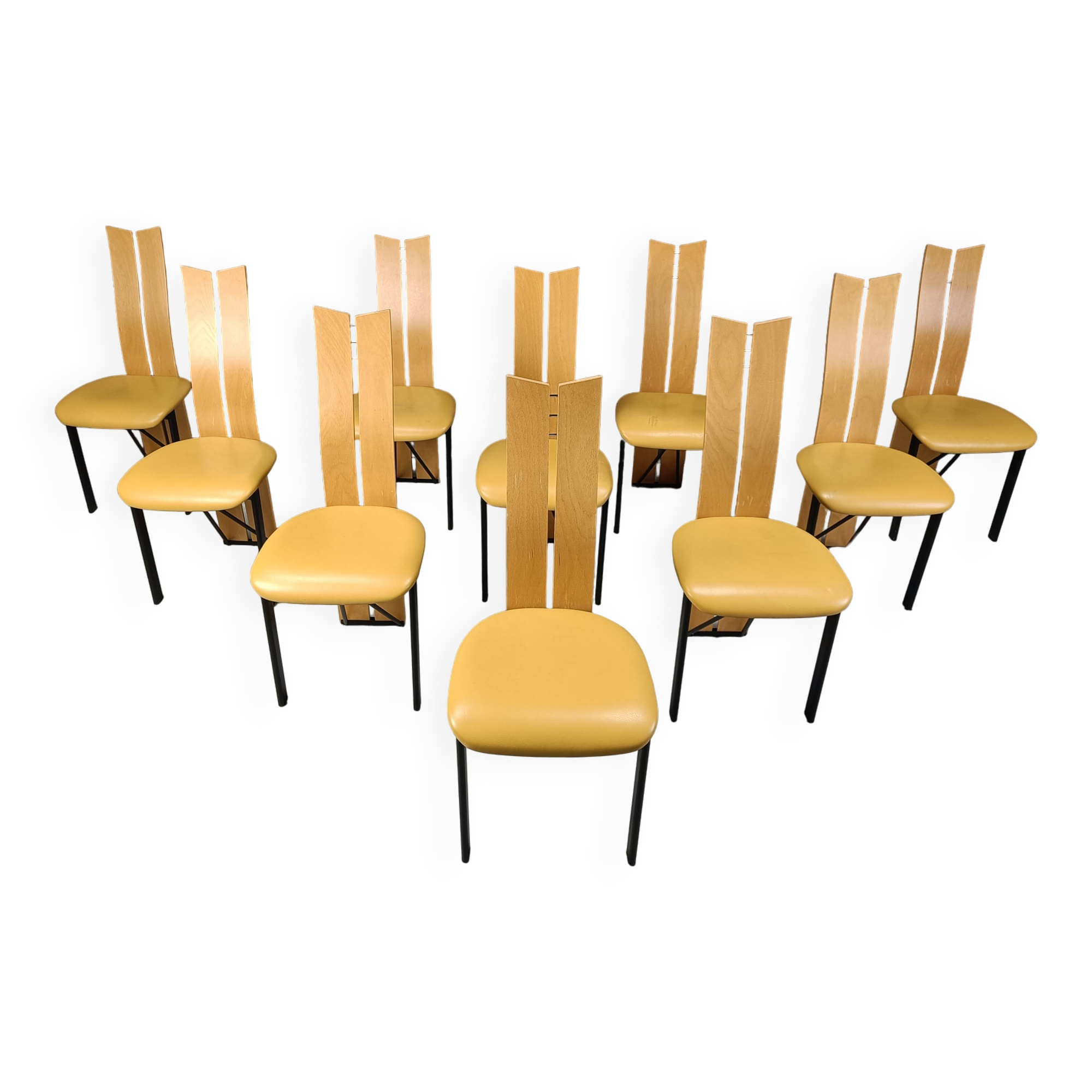 Vintage postmodern dining chairs, 1980s - set of 10