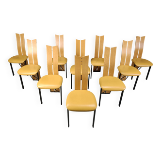 Chaises de salle à manger postmodernes vintage, années 1980 - lot de 10