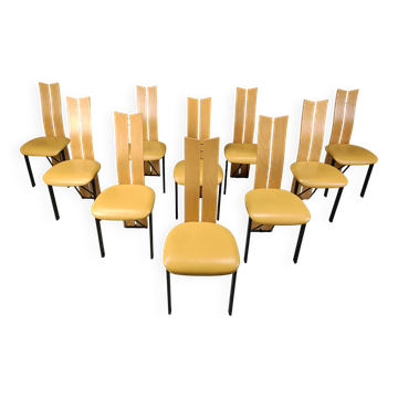 Vintage postmodern dining chairs, 1980s - set of 10