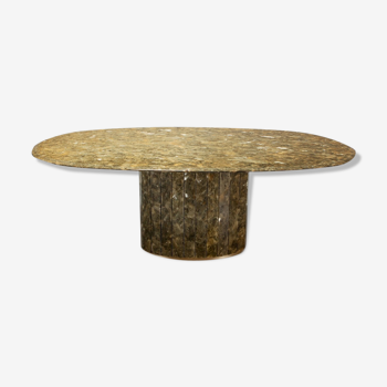 Jean Charles Onyx dining table and marble and brass gold leaf 1970