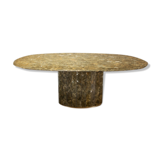 Jean Charles Onyx dining table and marble and brass gold leaf 1970