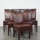 Set of 6 cognac-colored cowhide Art Deco design dining room chairs