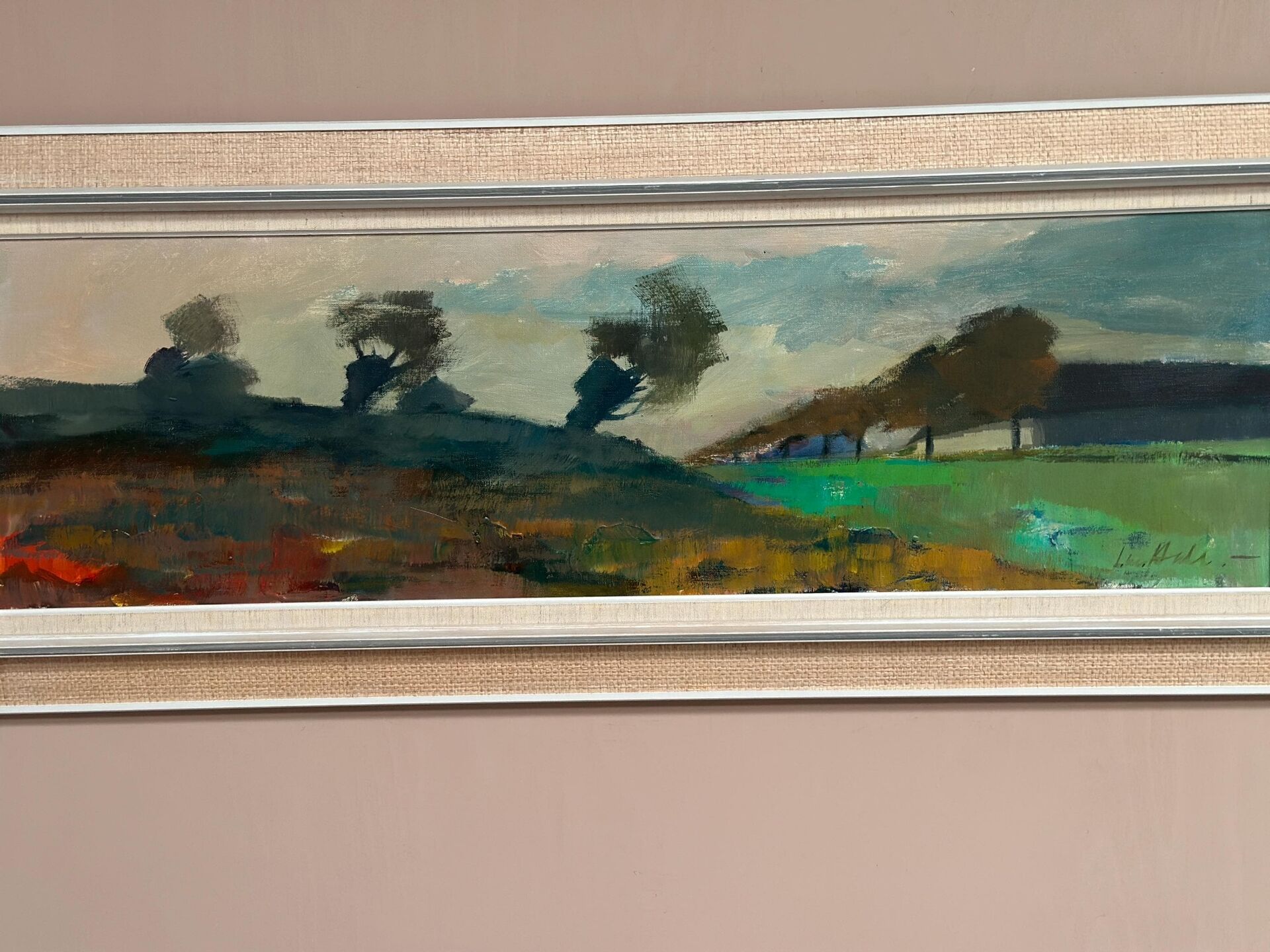 Swedish Oil on Canvas – “Abstract Landscape” by Lennart Hall – Vintage
