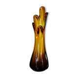 Bubbled amber glass vase "Roc"