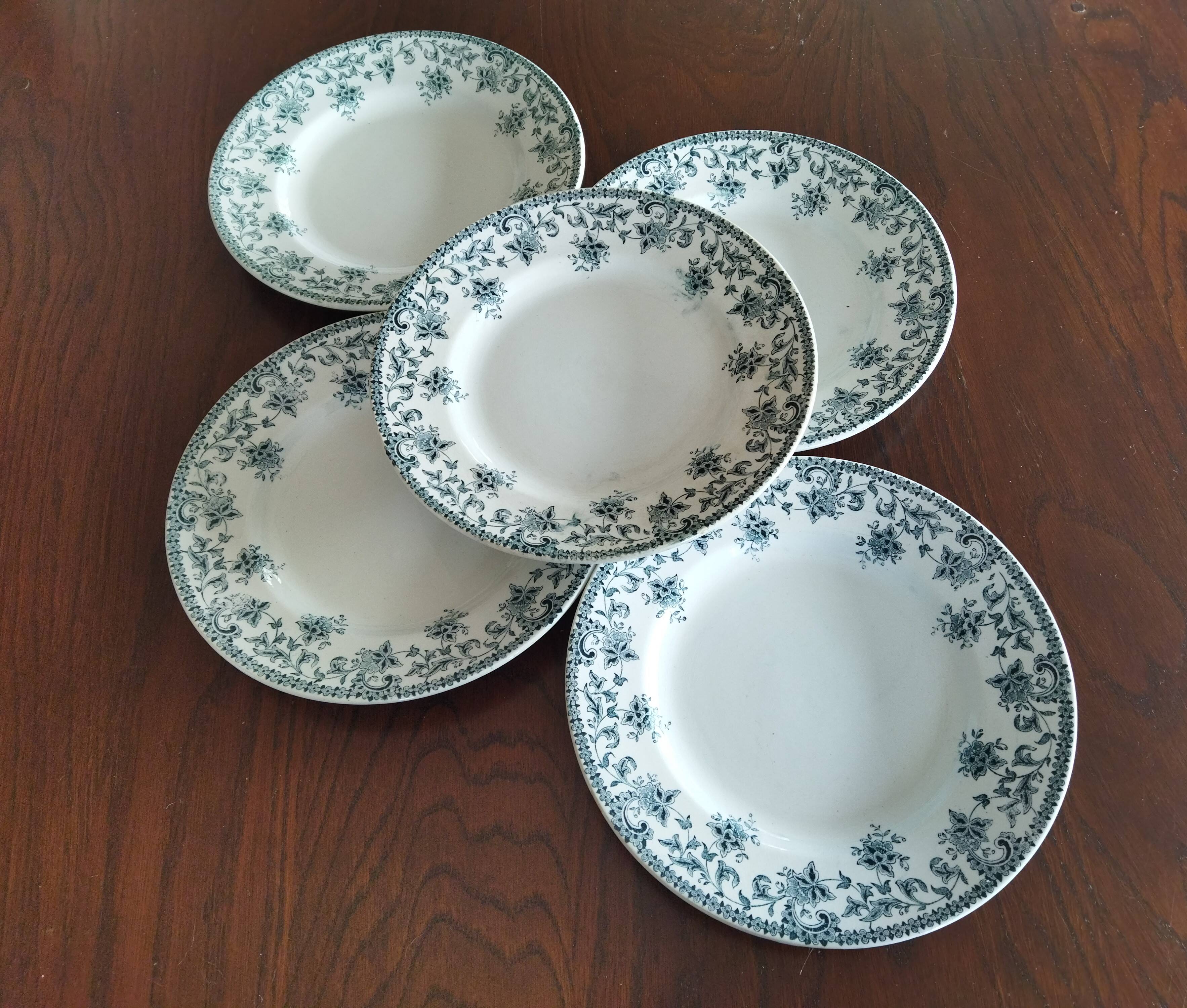 5 flat plates in St Amand "Jane" iron clay