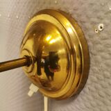 Set of solid brass wall lamps with smoked glass domes