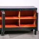Black oak brutalist sideboard by Jean Batenburg with graphical doors for MI, Belgium