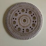 Pottery trivet 1970 in incised perforated stoneware
