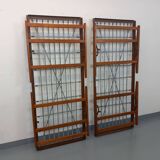 Pair of vintage stackable daybeds in oak wood and metal from the 60s