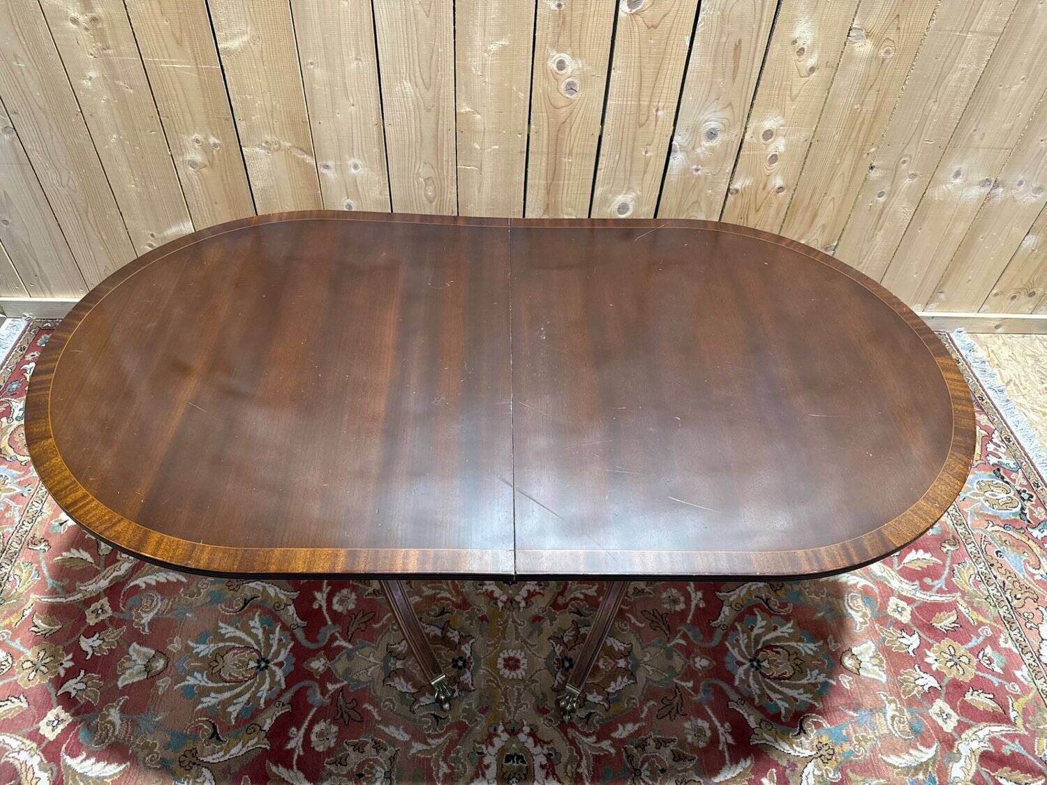 Large Extendable English Table Mahogany Regency Style Claw Feet Brass