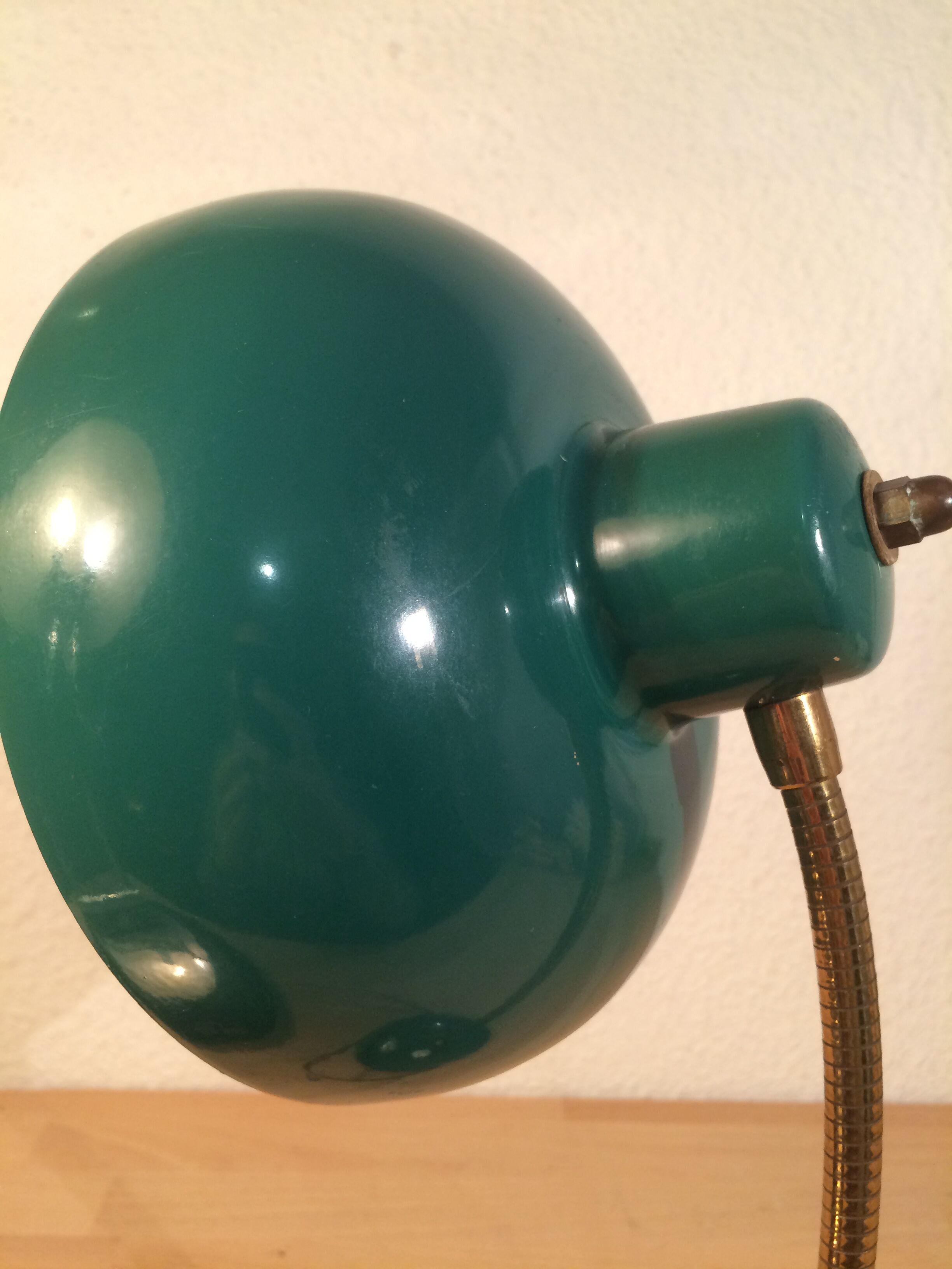 Green flexible desk lamp, 50s,vintage metal