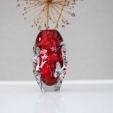 Mid-Century Modern Handmade Crystal Vases in Bright Red by Börne Augustsson