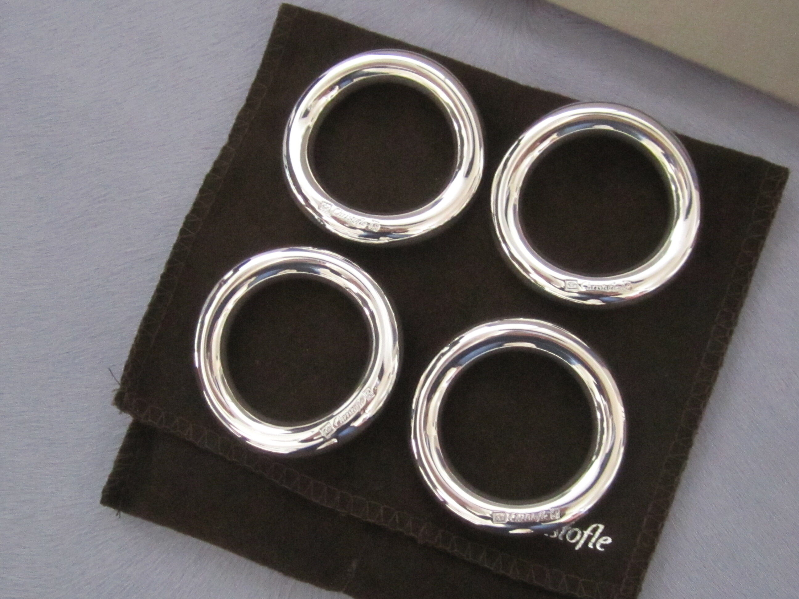 4 christofle silver metal vertigo knife holders