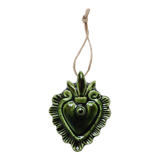 Decorative heart in green ceramic "ribbon"