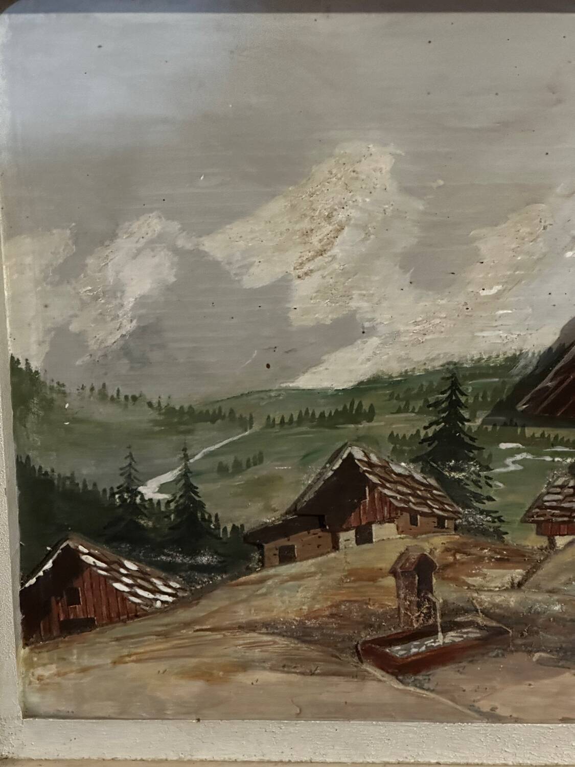 Alpine Table from the 1950s, carved and painted wood, signed by Francois Raugel - 4