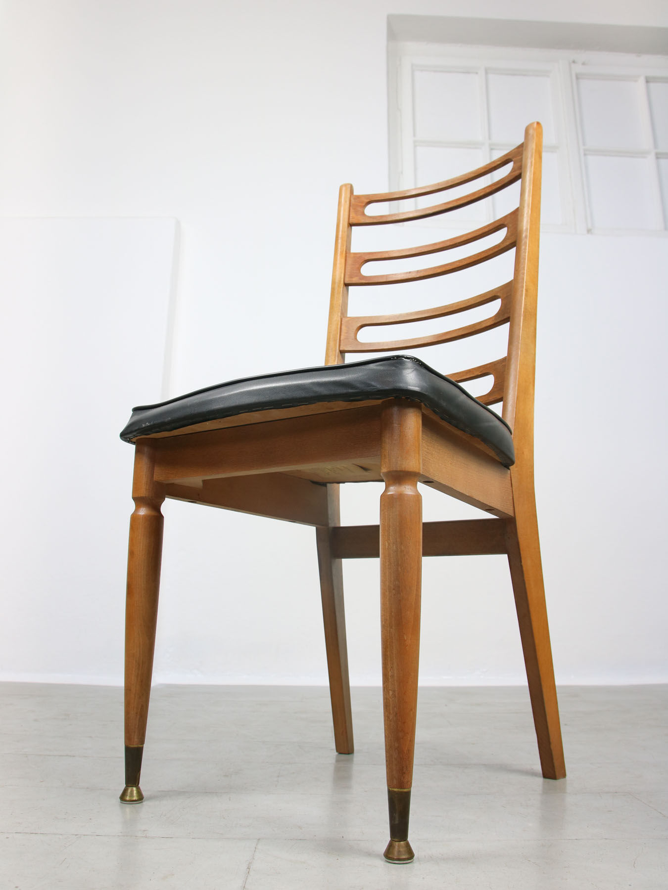 Vintage wooden & brass dining chairs