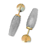 Pair of brass and glass sconces