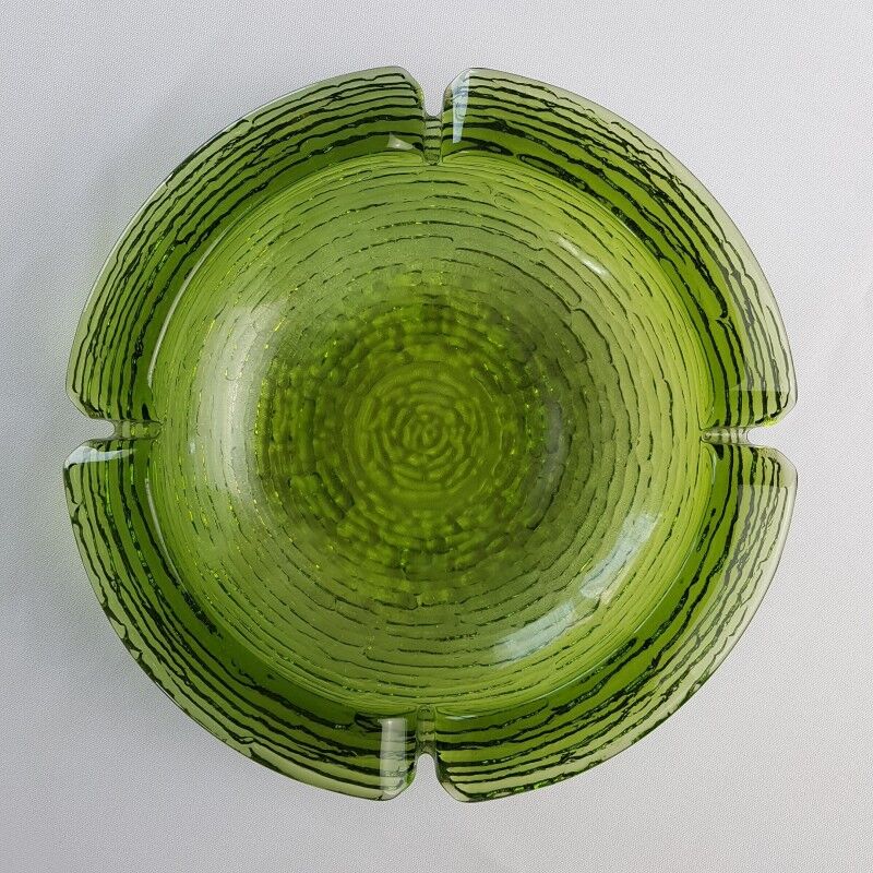Green molded glass ashtray