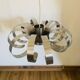 Suspension vintage fleur en rubans d’inox – Space Age années 1970