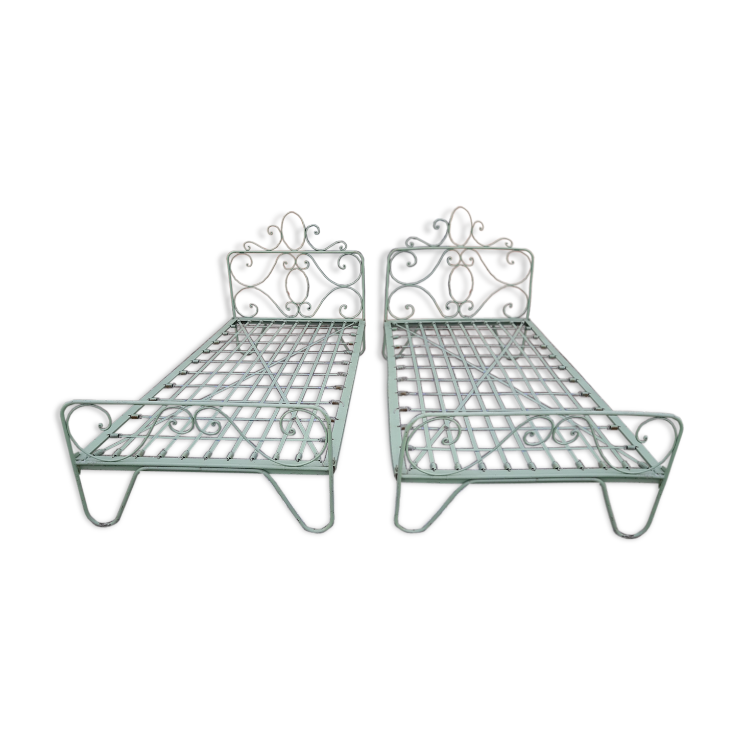Pair of wrought iron beds 1900