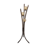 Tripod lamp in bamboo and glass from the 60s/70s