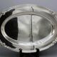 Very beautiful oval flat serving platter in silvered metal gallia coqui decoration
