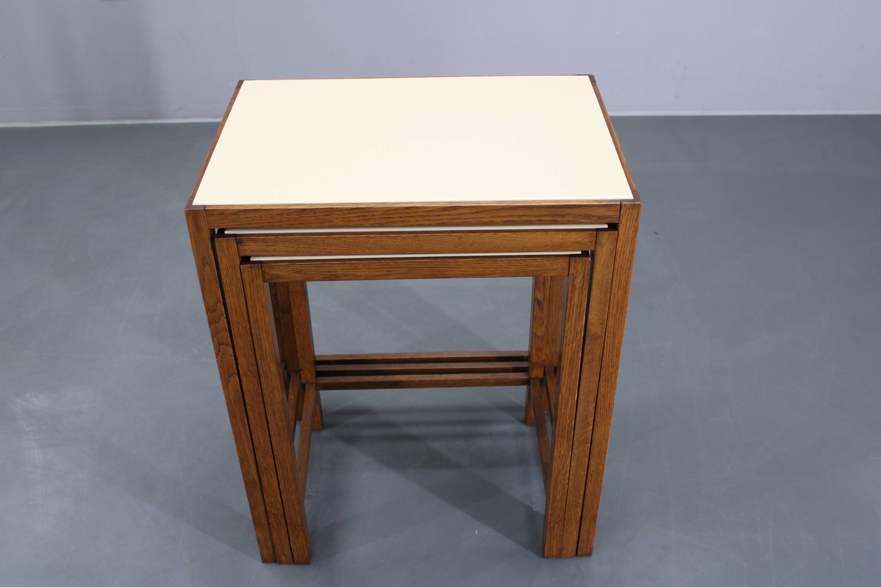 1940s Art Deco Nesting Tables with Opaxy Glass Top, Czechoslovakia