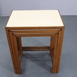 1940s Art Deco Nesting Tables with Opaxy Glass Top, Czechoslovakia