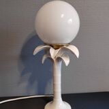Italian white ceramic palm lamp and opaline globe