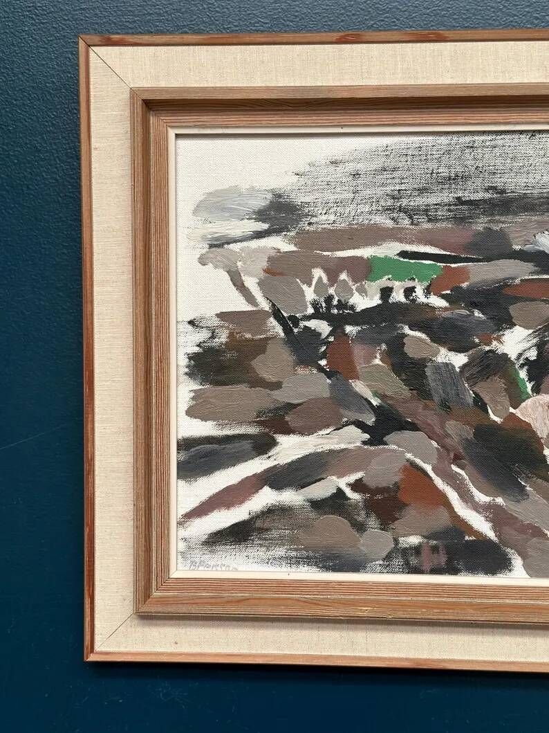 Original Swedish Oil on Canvas – "Abstract" by B. Person – Signed – Vintage and Framed – 53 x 44 cm (20.8" x 17.3")