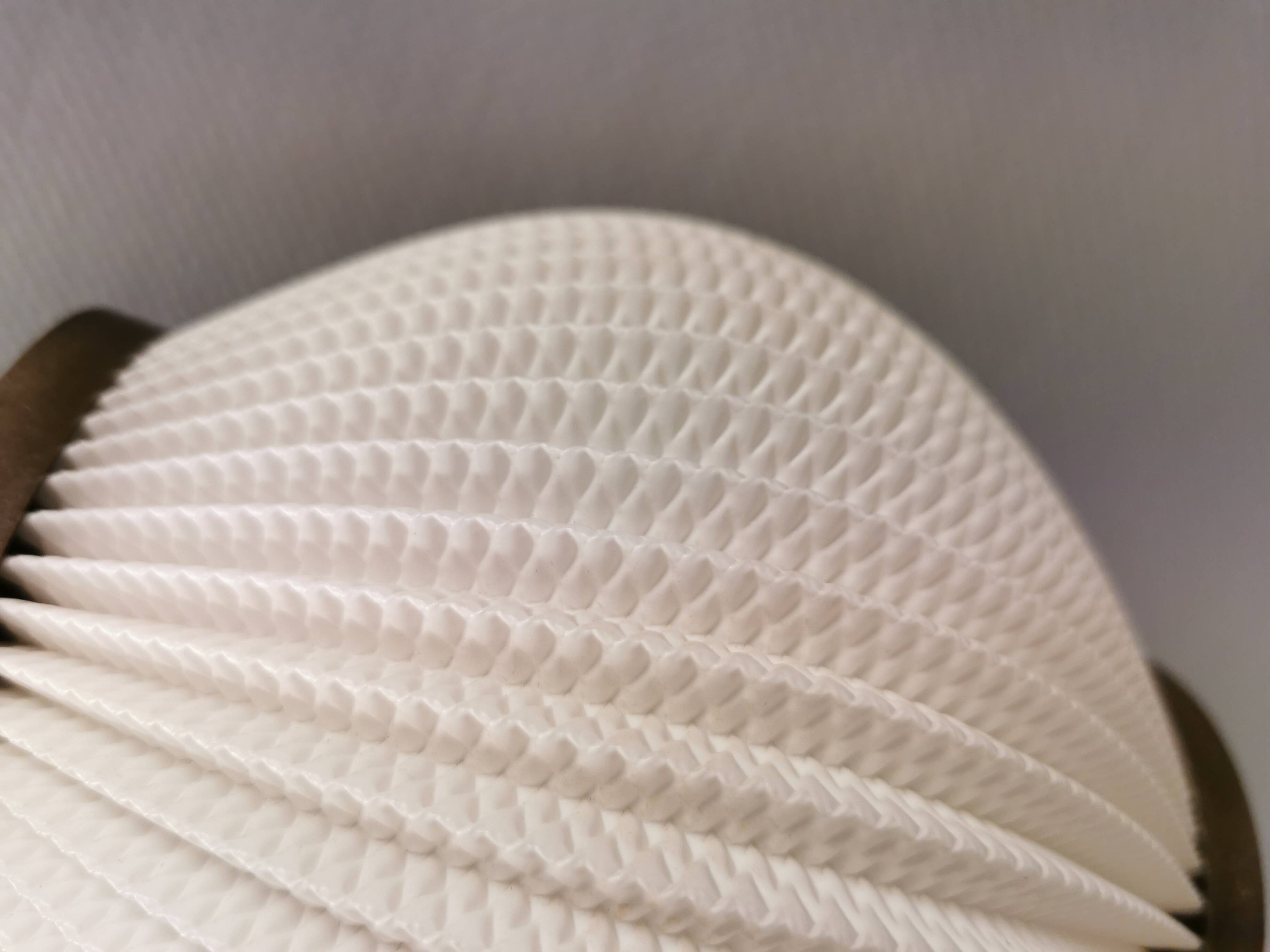 Pleated hanging lamp model Pearl Shade, produced by Hoyrup Light and designed by Lars E Schøiler