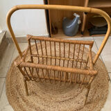 Vintage rattan magazine rack