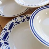 6 mismatched vintage deep plates blue and white porcelain - Lot Sai