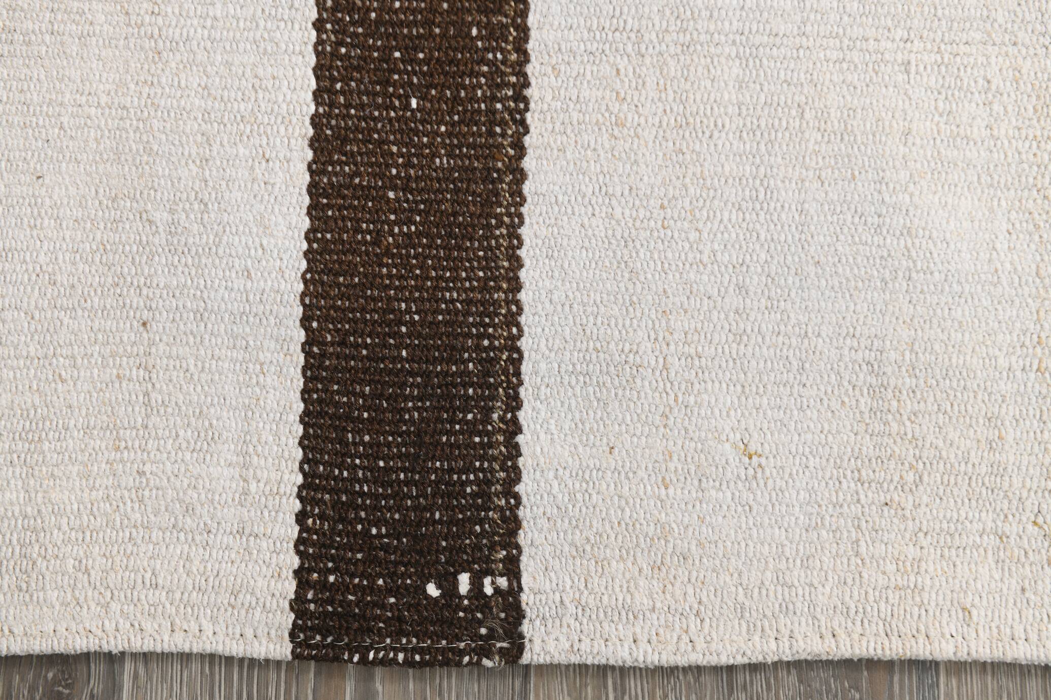 Short White Brown Turkish Kilim Runner Rug, 75x174Cm