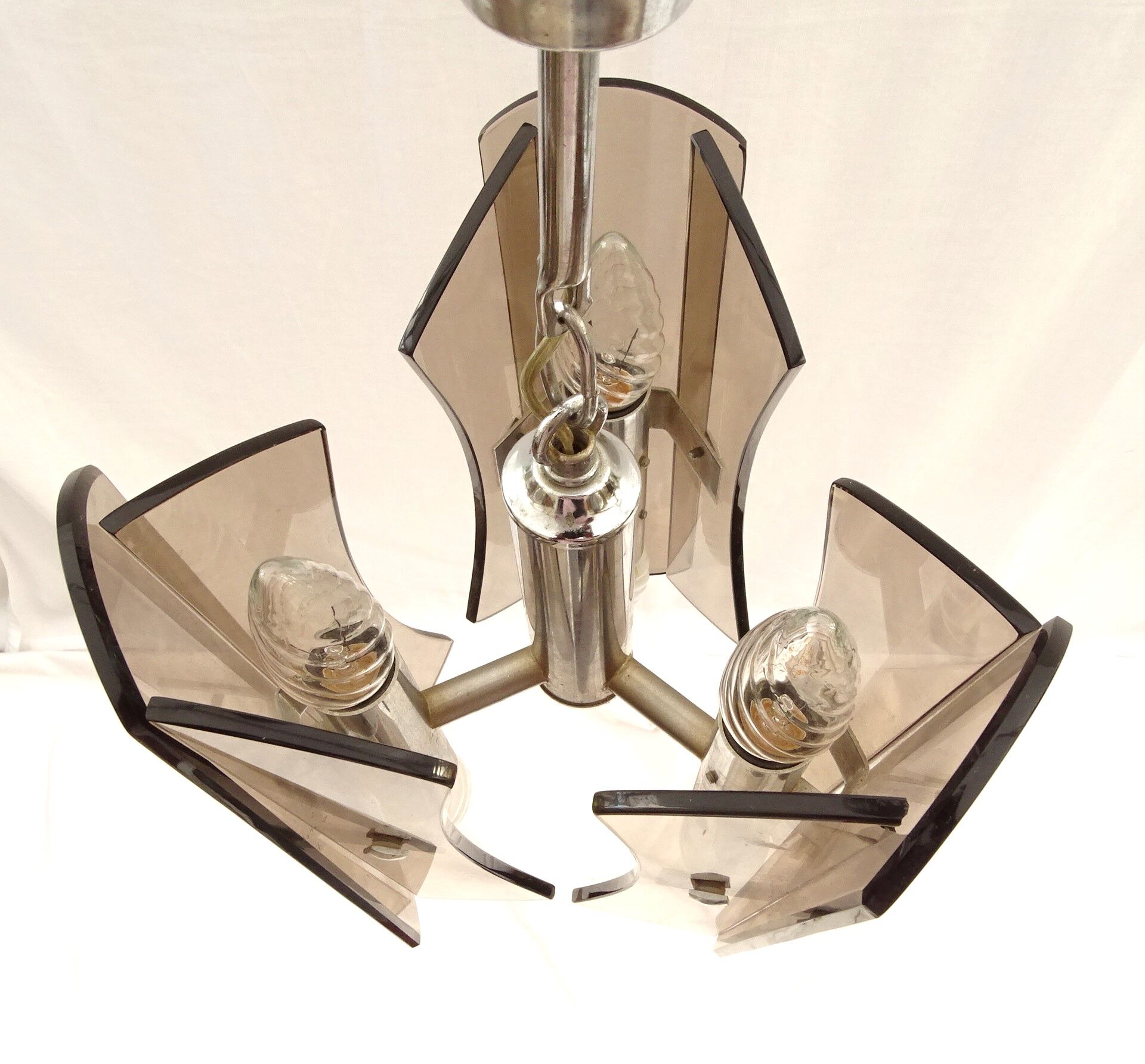 Design chandelier in smoked glass 6 lights