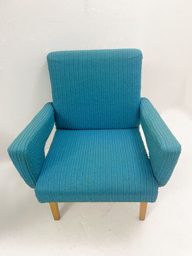 Paire de fauteuils bleus tchèques, années 50